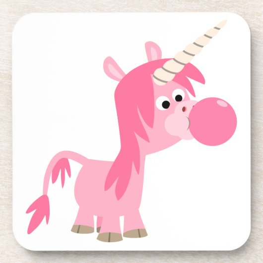Cute Cartoon Bubble Gum Unicorn Onderzetters Set (Voorkant)