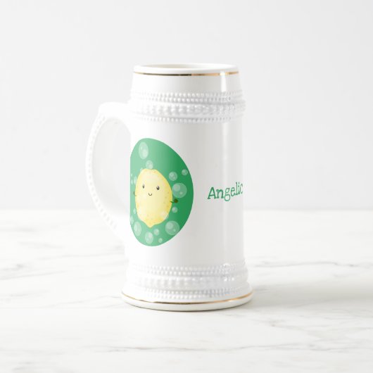 Cute cartoon bubbles afbeelding bierpul (Voorkant links)