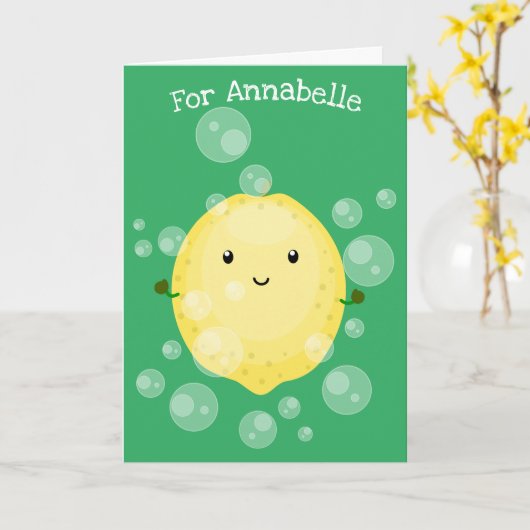 Cute cartoon bubbles afbeelding kaart (Gele Bloem)