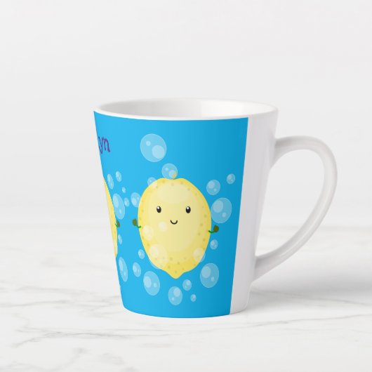 Cute cartoon bubbles afbeelding latte mok (Rechts)