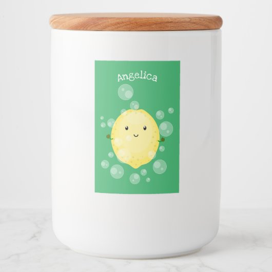 Cute cartoon bubbles afbeelding voedselcontainer etiket (Voorkant)