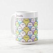Cute Cartoon Budgie Parrot Pattern Name Koffiemok (Voorkant links)