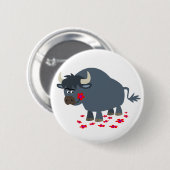 Cute Cartoon Bull en Red Bloom Button Badge (Voorkant /achterkant)