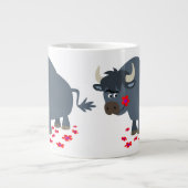 Cute Cartoon Bull en Red Bloom Jumbo Mok (Voorkant)