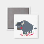 Cute Cartoon Bull en Red Bloom Magnet (Voorkant / Achterkant)
