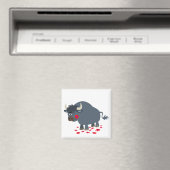 Cute Cartoon Bull en Red Bloom Magnet (Insitu (Vaatwasser))