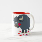 Cute Cartoon Bull en Red Bloom Mok (Voorkant rechts)