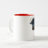 Cute Cartoon Bull en Red Bloom Mok (Voorkant links)