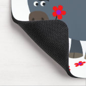 Cute Cartoon Bull en Red Bloom Mousepad Muismat (Hoek)