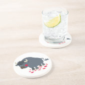 Cute Cartoon Bull en Red Bloom Onderzetter (Zijkant)