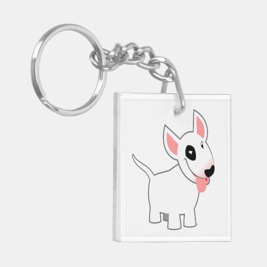 Cute Cartoon Bull Terrier AcrylSleutelhanger Sleutelhanger (Voorkant Links)