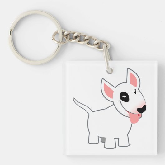 Cute Cartoon Bull Terrier AcrylSleutelhanger Sleutelhanger (Voorkant)