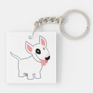 Cute Cartoon Bull Terrier AcrylSleutelhanger Sleutelhanger