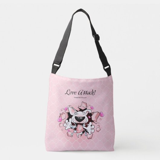 Cute cartoon Bull Terrier bag "Love attack" Crossbody Tas (Voorkant)