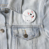 Cute Cartoon Bull Terrier Button Badge (In situ)