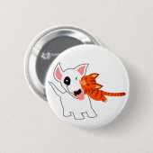 Cute Cartoon Bull Terrier en Kitten Button Badge (Voorkant /achterkant)