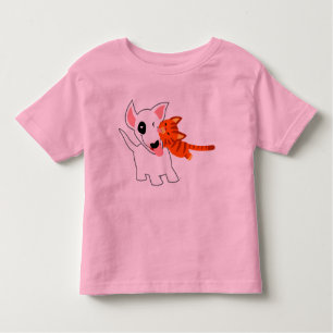 Cute Cartoon Bull Terrier en Kitten Kinder T-Shirt