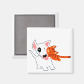 Cute Cartoon Bull Terrier en Kitten Magnet (Voorkant / Achterkant)