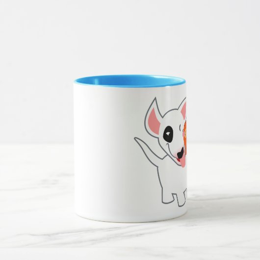Cute Cartoon Bull Terrier en Kitten Mok (Midden)