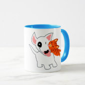 Cute Cartoon Bull Terrier en Kitten Mok (Voorkant rechts)