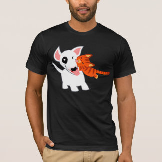 Cute Cartoon Bull Terrier en Kitten T-Shirt
