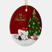 Cute Cartoon Bull Terrier Kerstversier Keramisch Ornament (Rechts)