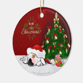 Cute Cartoon Bull Terrier Kerstversier Keramisch Ornament (Links)
