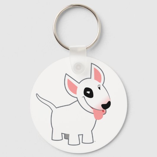 Cute Cartoon Bull Terrier Sleutelhanger (Voorkant)