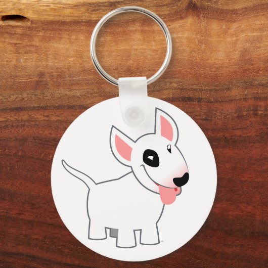 Cute Cartoon Bull Terrier Sleutelhanger (Voorkant)
