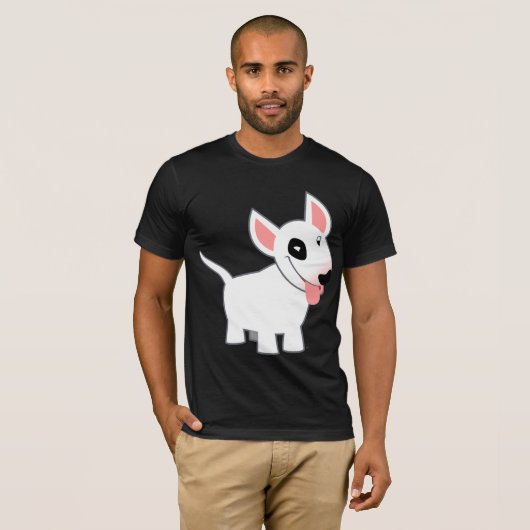 Cute Cartoon Bull Terrier T-Shirt (Voorkant volledig)