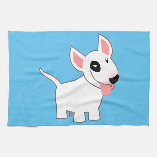 Cute Cartoon Bull Terrier Theedoek (Horizontaal)