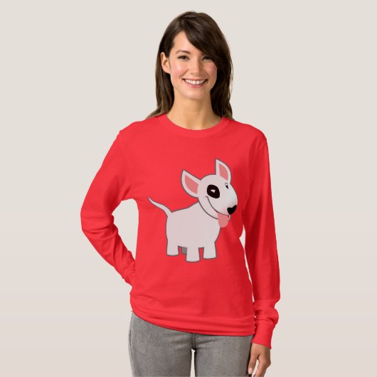 Cute Cartoon Bull Terrier Women T-Shirt (Voorkant volledig)