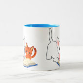 Cute Cartoon Bullie en Kat met Book Mok (Center)