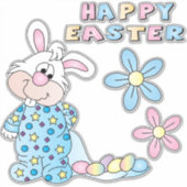 Cute Cartoon Bunny - Blue - Kiss-Cut Sticker (Voorkant)