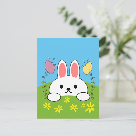 Cute Cartoon Bunny Rabbit Briefkaart (Staand voorkant)