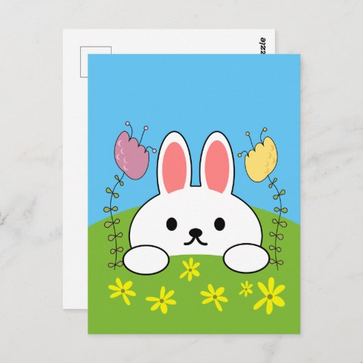 Cute Cartoon Bunny Rabbit Briefkaart (Voorkant / Achterkant)
