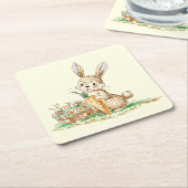 Cute Cartoon Bunny Rabbit Sketch Kartonnen Onderzetters (Schuin)