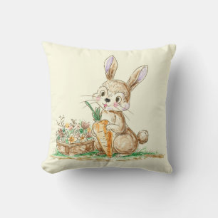 Cute Cartoon Bunny Rabbit Sketch Kussen
