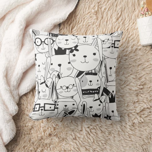 Cute Cartoon Bunny Rabbits Veel Bunnies Kussen (Deken)