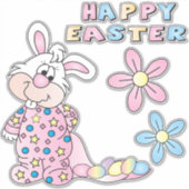 Cute Cartoon Bunny - Roze - Kiss-Cut Sticker (Voorkant)