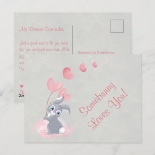 Cute Cartoon Bunny Valentijn Briefkaart