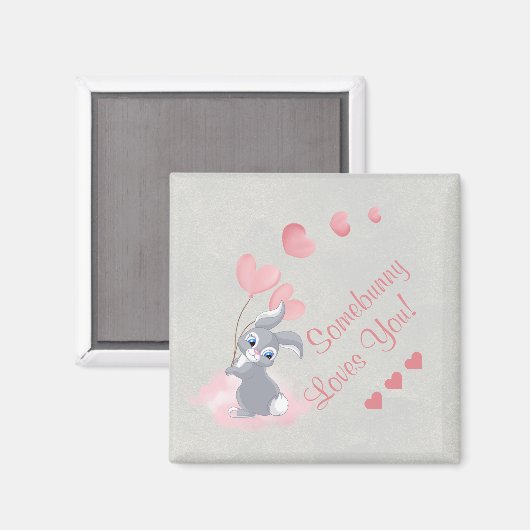 Cute Cartoon Bunny Valentijn Magnet (Voorkant / Achterkant)