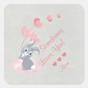 Cute Cartoon Bunny Valentijn Sticker