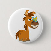 Cute Cartoon Butterfly Pony Button Badge (Voorkant)