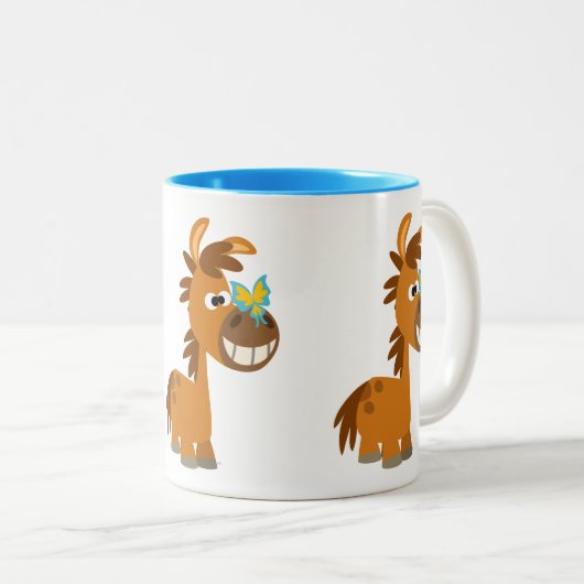 Cute Cartoon Butterfly Pony Tweekleurige Koffiemok (Voorkant rechts)