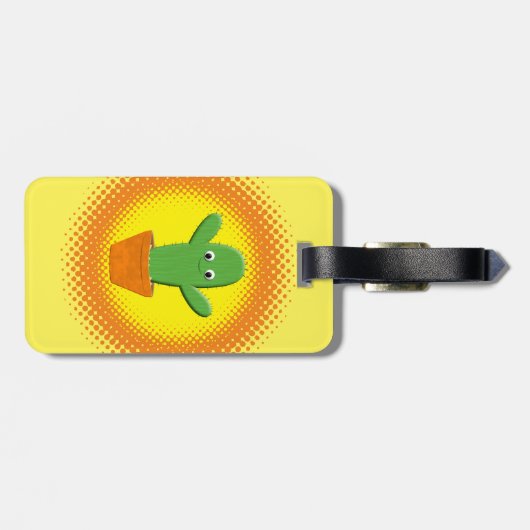 Cute Cartoon Cactus Bagagelabel (Achterkant horizontaal)