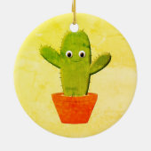Cute Cartoon Cactus die Kerstmis schilderen Keramisch Ornament (Achterkant)