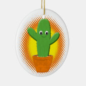 Cute Cartoon Cactus Kerstmis Keramisch Ornament (Rechts)