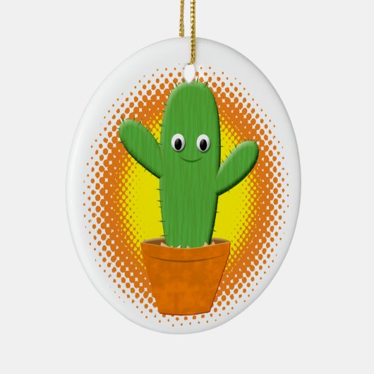 Cute Cartoon Cactus Kerstmis Keramisch Ornament (Rechts)