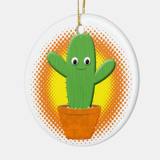 Cute Cartoon Cactus Kerstmis Keramisch Ornament (Links)